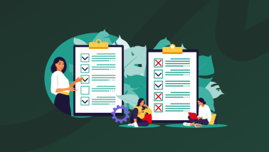 Illustrerad bild av människor som går igenom automatiseringschecklistan så att de kan börja njuta av värdet av marketing automation.
