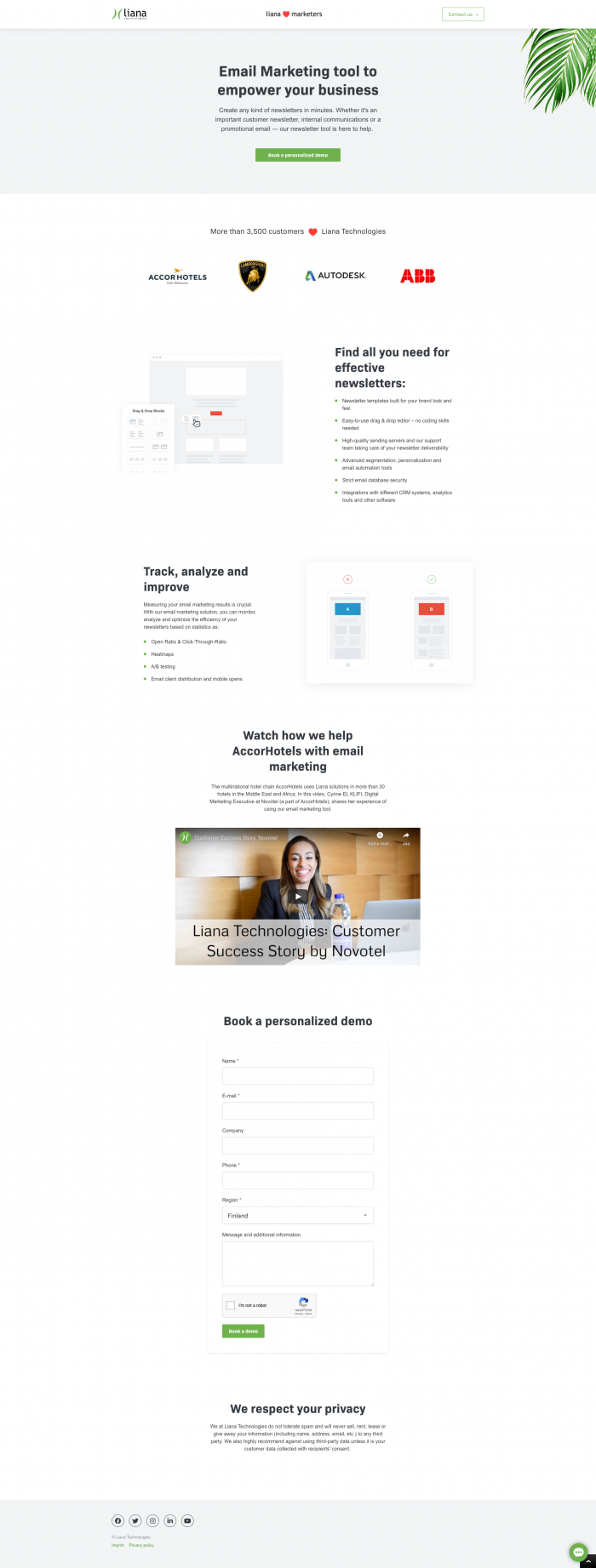 Landing page example