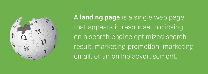 Landing page definition from Wikipedia
