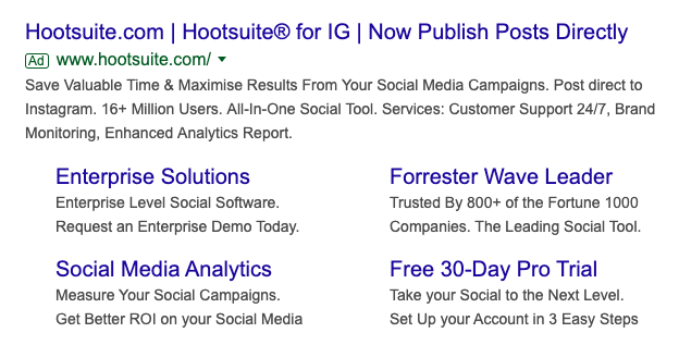 Hootsuite search result